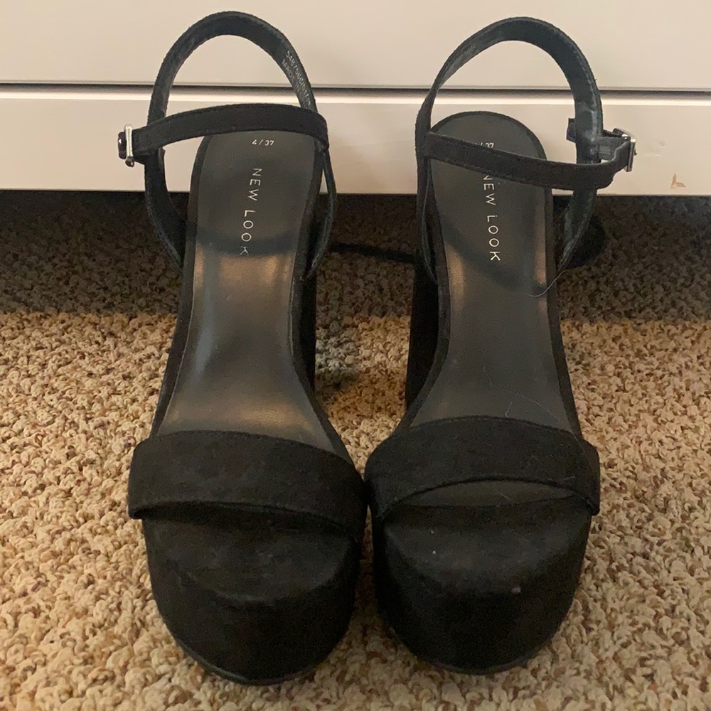 Black platform high heel sandals